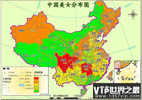 2017最新出炉全国美女分布图