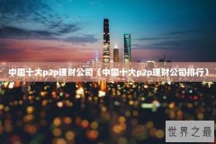 中国十大p2p理财公司（中国十大p2p理财公司排行）